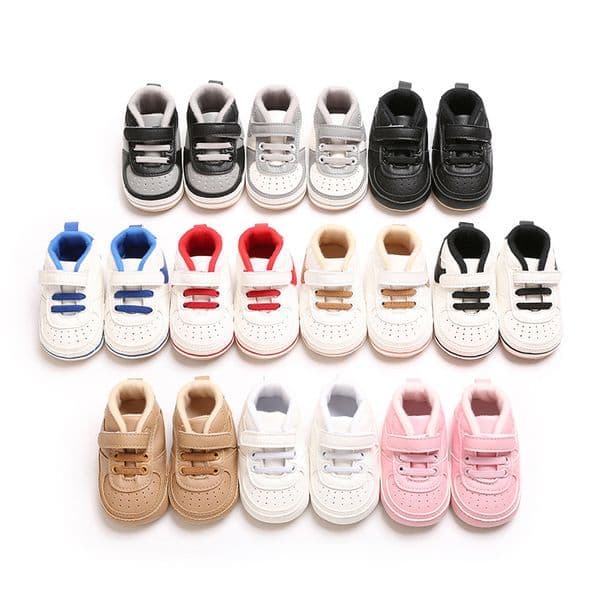 0-18M Newborn Baby Shoes Boy Girl Classical Sport Rubber PU Leather Multi-Color First Walker Casual Sneakers Baptism Shoes