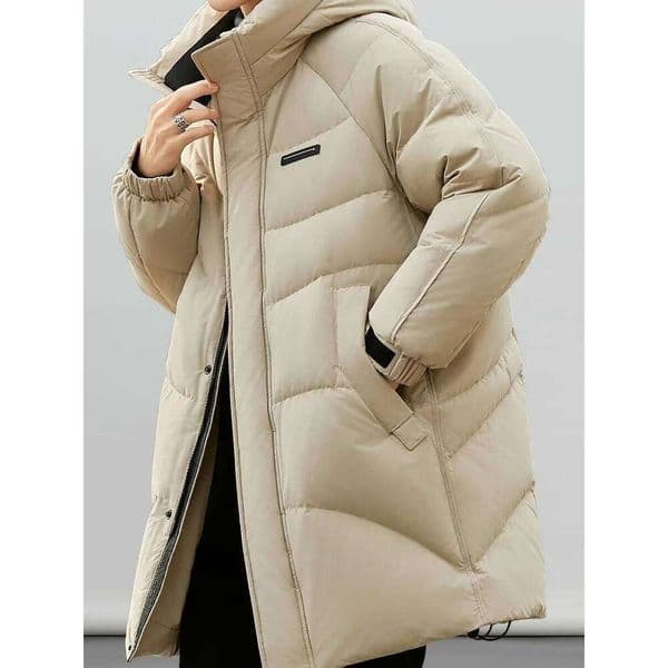 Men 2025 Winter New Fashion White Duck Warm Jackets Male Long Solid Color Coats Mens Loose Hooded Down Overcoats F813