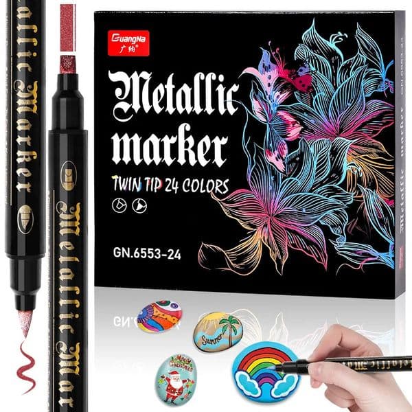 122436 Colors Metallic Waterproof Permanent Marker Pens for Art Marker Rock PaintingStoneCeramicGlassWoodMetalFabric 250825BJ