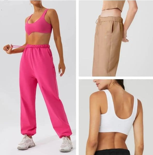 2026 new A0055 Yoga Suit Hot Pink Sets Women Gym Fitness Bras And Belted Sweatpants Female Wear Running Clothing Tracksuit Sportswear free s