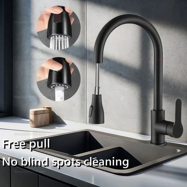 304 stainless steel pullout automatic rebound dualmode water outlet faucet wash basin kitchen hand washing 250825