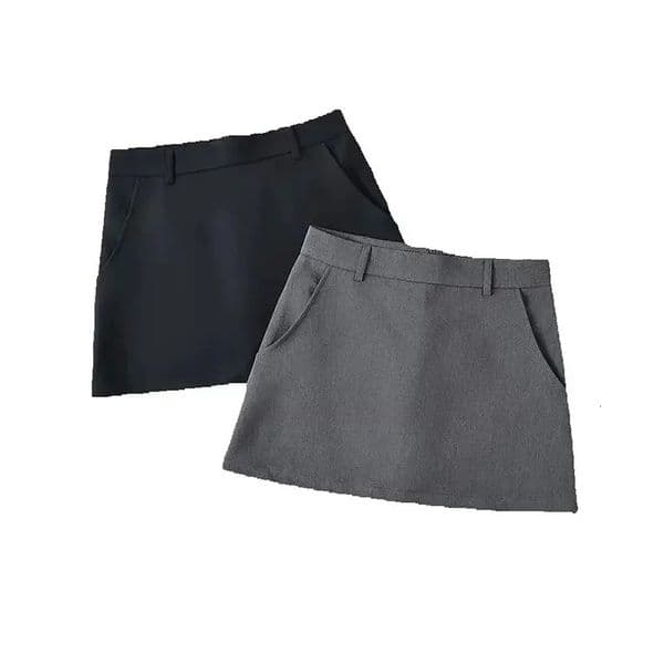 Mooyufon Women Fashion Solid Back Zipper ALine Mini Skirt Vintage High Waist Female Chic Lady Skirts 250825BJ