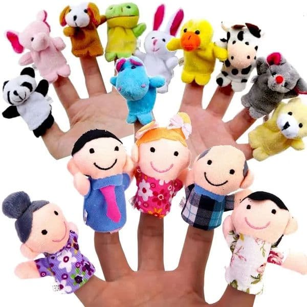 10 pcs Animals Finger Puppets Set Baby Plush Doll Hand Cartoon Family Hand Puppet Pigs Cloth theater Educational Toys for Kids 250825BJ