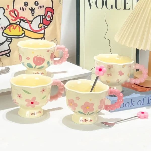 2026 Girls Birthday Gift Creative FlowerPatterned Ceramic Mug | HighValue Coffee Cup Household Water Souvenir 250825BJ