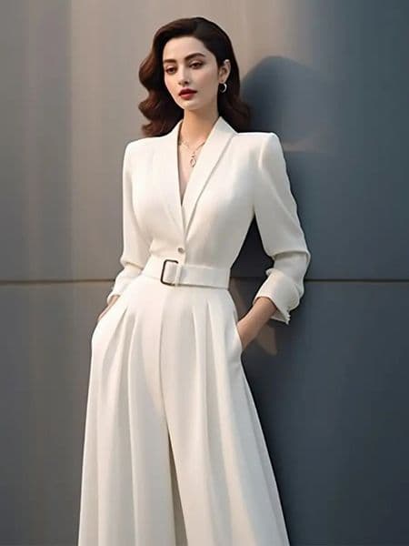 Fashion Professional White Jumpsuit Women Clothing Spring Temperament Socialite Highend Slimming High Waist Wide Leg Pants 250825BJ