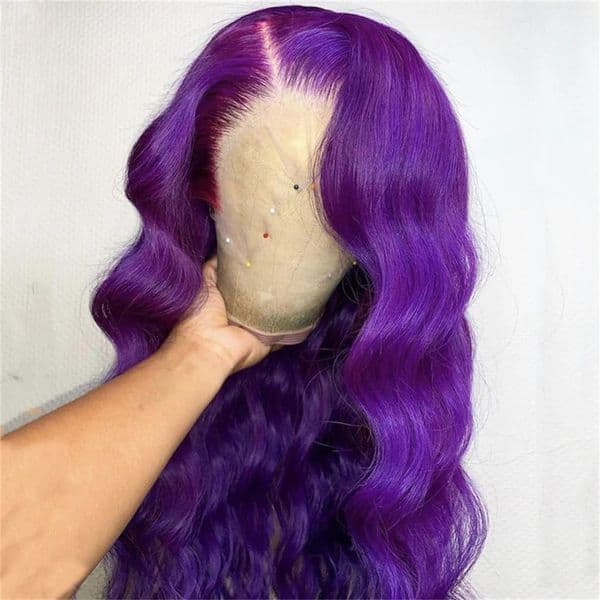 Purple Color Wig High Density 13x6 HD Transparent Lace Front Human Hair Wigs Preplucked Hairline Body Wave Gluelesss Wig for Black Women Remy Parkson
