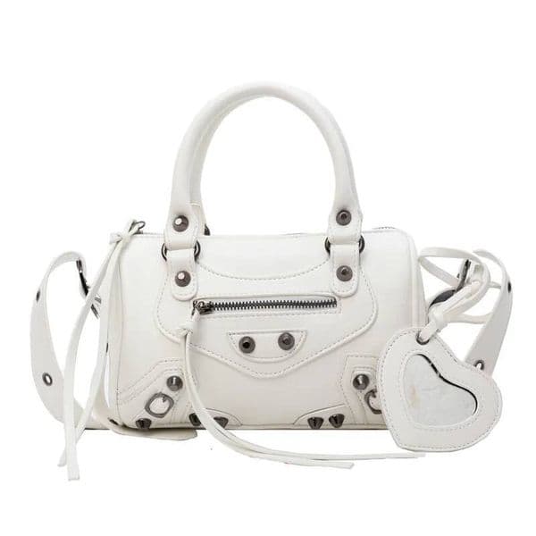 new autumn women bag s retro nail motorcycle H designer single shoulder crossbody bag with tassel trendy women s shoulder bag