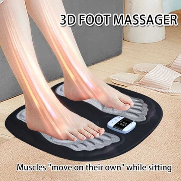 EMS Foot Massager Mat with TENS Pulse Microelectric Vibration 3D Kneading Pad for Home Use Rechargeable Electric Reflexology W250826