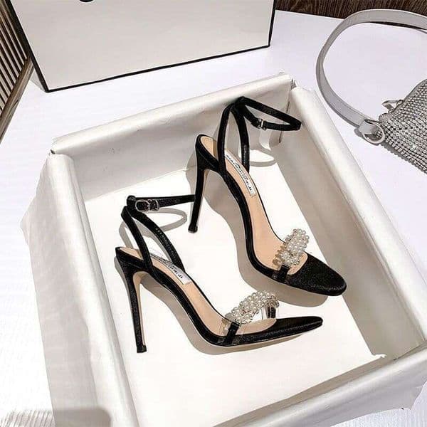Pearl High Heels 2025 New Summer Street Style Sister Match Dress Designer Shoe Open Toe One Strap Sandals Women Stiletto L260506