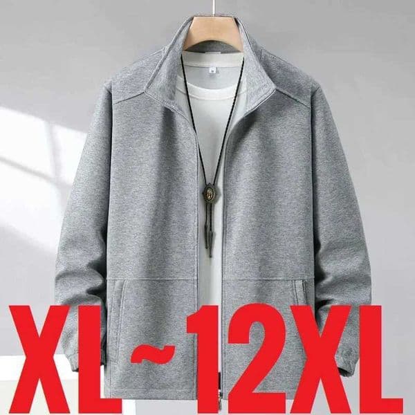 Extra Big Size Mens Spring Jacket Stand Collar Zip Up Coat Male Plus Large 10XL 12XL Loose Casual Fashion Workwear OuterwearXJ250826