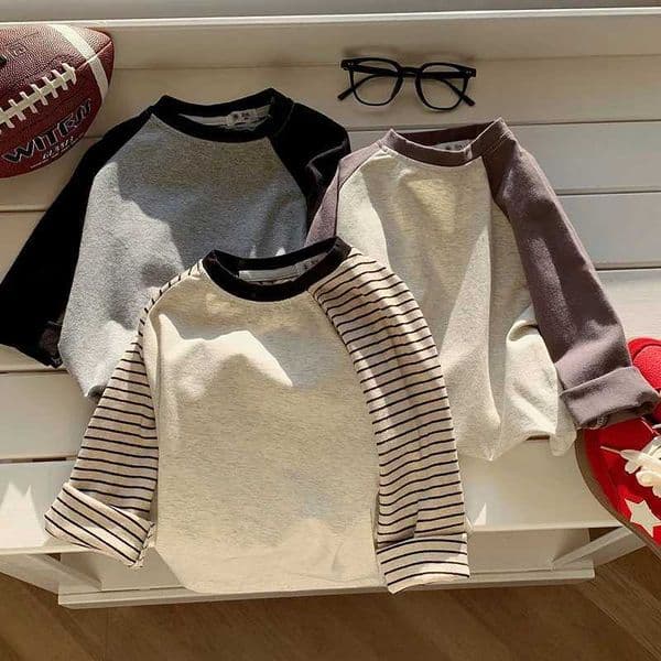 Kids Striped Long Sleeves Tshirt Toddler Girl Loose Bottoming Shirt Boy Baby Casual Tops Fashion Children Cotton Tees Z250826