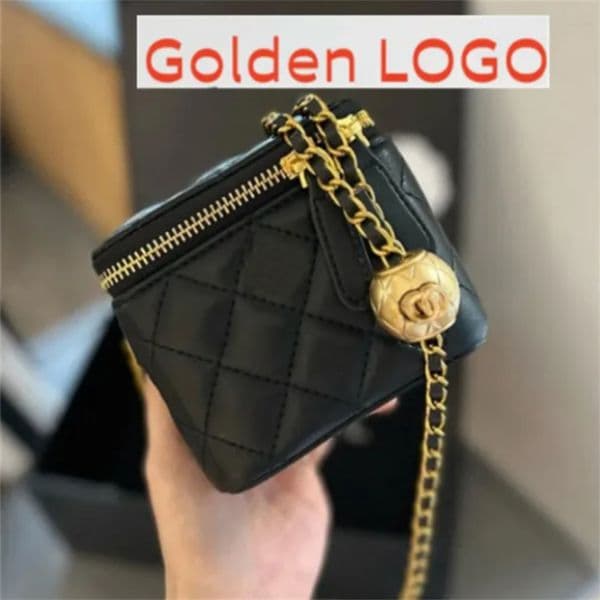 Fashion Luxury Sheepskin caviar pattern Vanity Case Clutch With Chain Bag Cosmetic Bag Original Designer Handbag Crossbody Makeup Bag