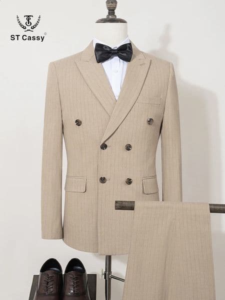 ST Cassy High quality striped suits for men slim fitting y man clothing elegant mens suit Wedding trends costumes 250826BJ