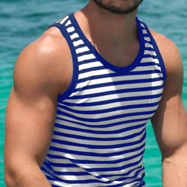 Classic Breathable Sleeveless Tshirt Men Clothing Simple Stripe Gym Tank Top Summer Casual Contrast Color Mens Vest 250826BJ