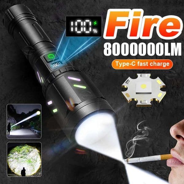 Ultra Powerful Flashlight Concentrating Ignition Flashlight Waterproof Military Tactical Lamp Outdoor Camping Adventure Torch Y250826