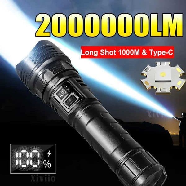2000000 High Power LED Flashlights TypeC Rechargeable Torch Long Shot 1000M Waterproof Handlamp Outdoor Camping Fishing Lantern Y250826