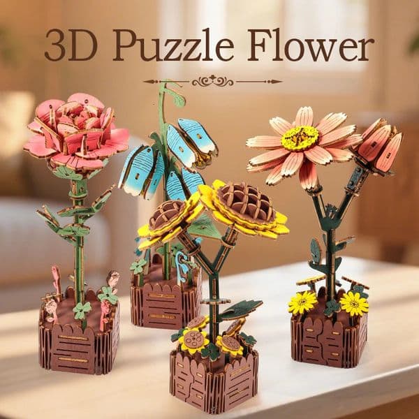 3D Flower Wooden Puzzles DIY Flowers Model Kit Building Set Crafts for Adults to Build Botanical Collection Gift Ideas 250825BANJIA