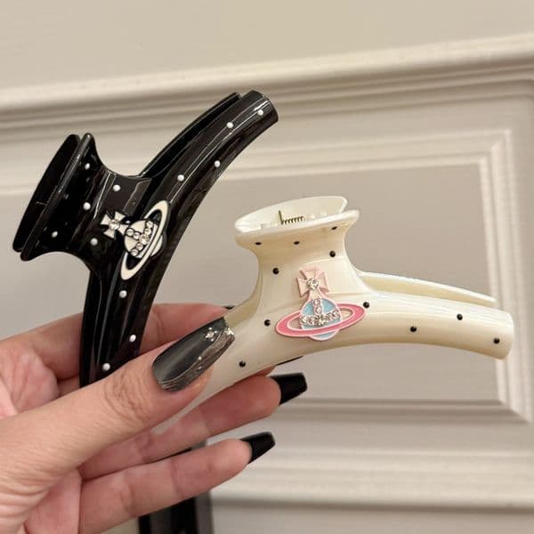 Accessories Girl Elegant Polka Dot Barrette Rhinestone Claw Crab Clamps Women Hairpin Hair Clips S260326 S260326