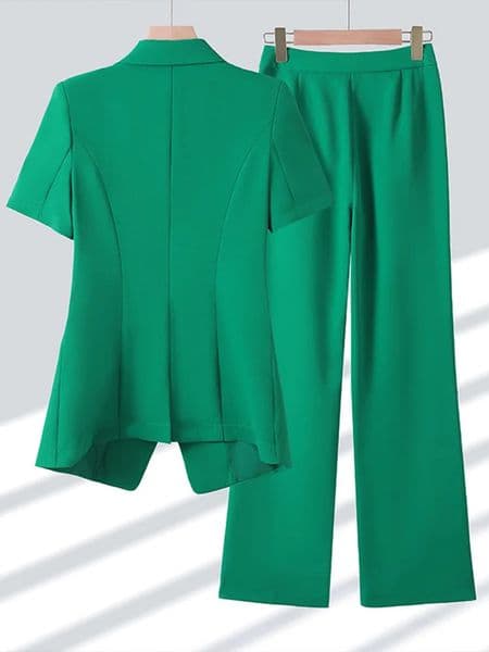 Office Fashion Elegant Short Sleeved Suit Jacket for Women Short Sleeve Thin Style High End Professional 2025 Pants Set 250826