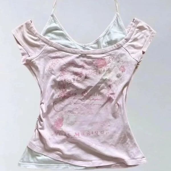 Subculture Woman Clothing Y2K Punk Tshirts American Vintage Sweet Sexy Short Female Green Summer Casual Tops 250826BJ