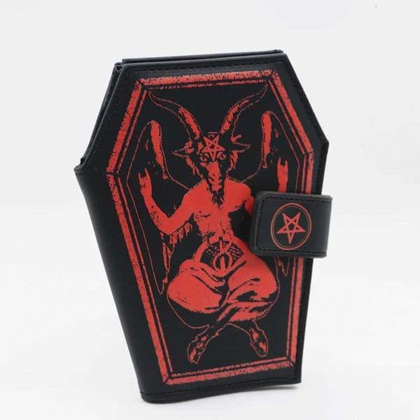 Goathead Satanic Sigil Baphomet Coffin Wallet Gothic Wallet Womens Halloween Gift Purse W250826