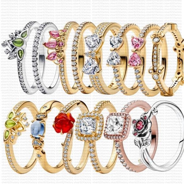NEW Designer Rings Heart gold Rings for women Princess Tianas Tiaras Wedding Ring with box luxury jewelry 925 Silver Diamond ring engagement Ring fashion party gifts