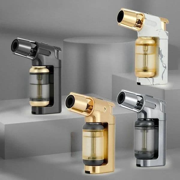 JOBON Iatable Blue Lighter Transparent Visual Large Capacity Gas Compartment Fixed Flame Lock Design Windproof