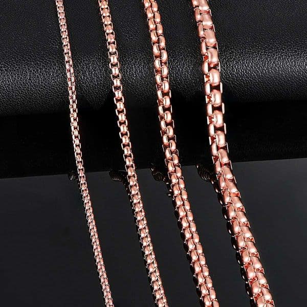 1 Piece 2mm3mm4mm5mm Thick Rose Gold Color Link Jewelry Classic Copper Necklace Stainless Steel Chain for Men WomenXJ250826