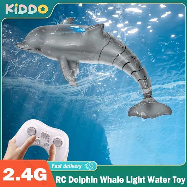 RC Dolphin Whale Spray Water Toy 24G Remote Control Shark Animal Boat Ship Robots Fish Electric Toys for Kids Xmas Gifts 250826BANJIA