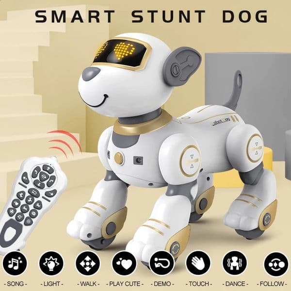 Funny RC Robot Electronic Dog Stunt Voice Command Programmable Touchsense Music Song Toys for Childrens Gift 250826BANJIA