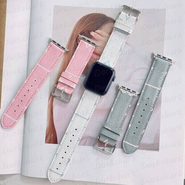Luxury Leather Watchband for iWatch 9 8 7 6 5 4 Ultra 3 2 Se Series Wristband Watch Strap 38mm 40mm 41mm 42mm 44mm 45mm 49mm Replacement Flower Designer Bracelet Q260513