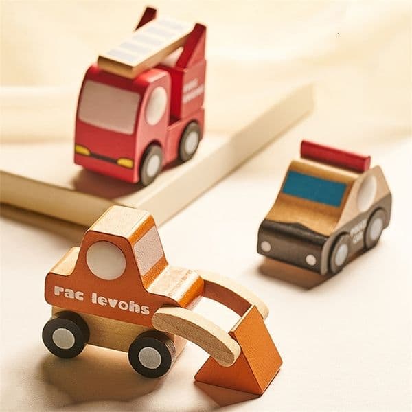 Kids Mini Wooden car Truck Aircraft Model Toy Montessori Wooden Education Colorful Vehicle Toys Simulation car Decoration Gift 250826BJ