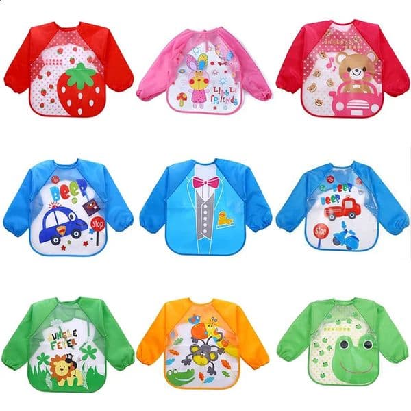 Waterproof EVA Full Sleeve Baby Bibs Children Apron Long Sleeve Feeding Smock Kids Eating Breastplate Infant Scarf Clothing 250826BJ