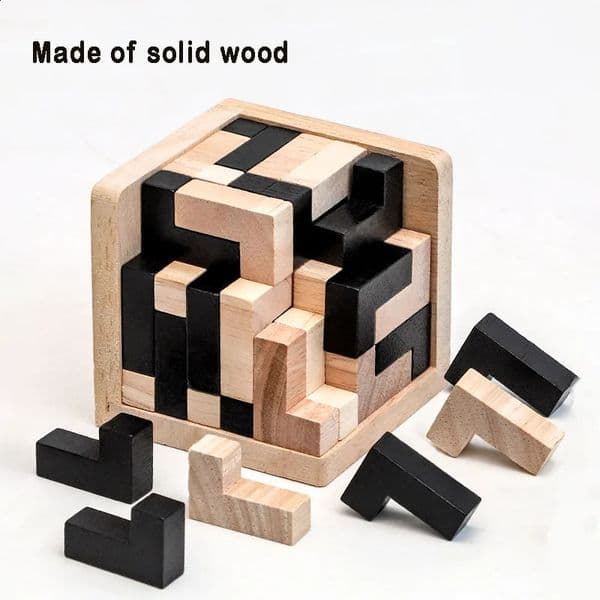 2026 New 3D Cube Puzzle Luban Interlocking Creative Educational Wooden Toy Brain Mind Early Learning Game Gift For Children Letter Toys