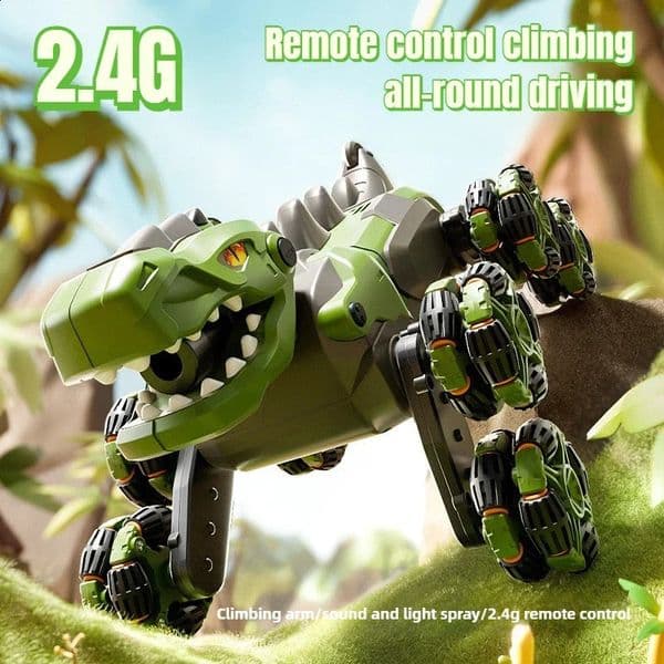 24G Children RC Robot Dinosaur Toys 8 Wheels Poelectric Spray Stunt Action Remote Control Electric Offroad Dogs Kids Gifts 250826BANJIA