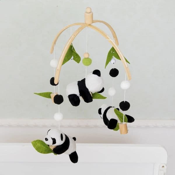 Rattle Toy 012 Months Wooden Mobile On The Bed Panda Bed Bell born Music Box Bed Bell Hanging Toys Crib Decoration Gift 250826BJ
