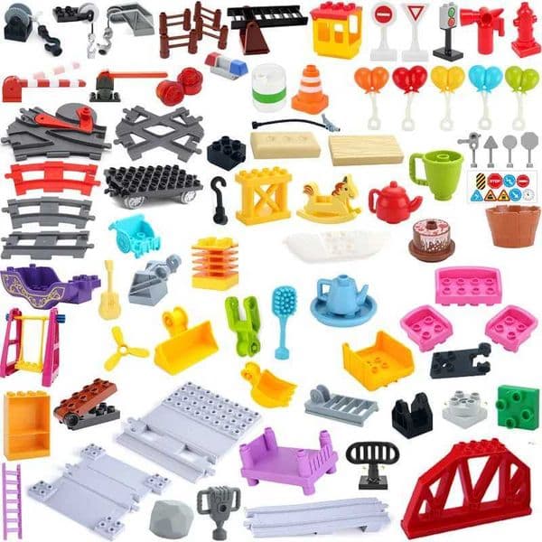 Large Building Blocks Bathroom Furniture Bathtub Sink Mirror Table and Chair Toilet Bed Food Flowers Trees Childrens Gifts City X250826