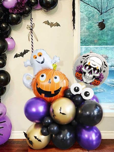 225pcs Halloween Pumpkin Ghost Column Balloon Halloween Decoration Ghost Party Halloween Pumpkin Theme Atmosphere Haunted House Z250827