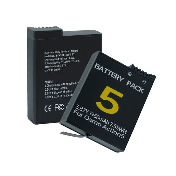 Rechargeable lithium battery, 1950mAh, dual IC protection, suitable for DJI Osmo Action 3, Action 4, Action 5 Pro sports cameras and digital camera batteries