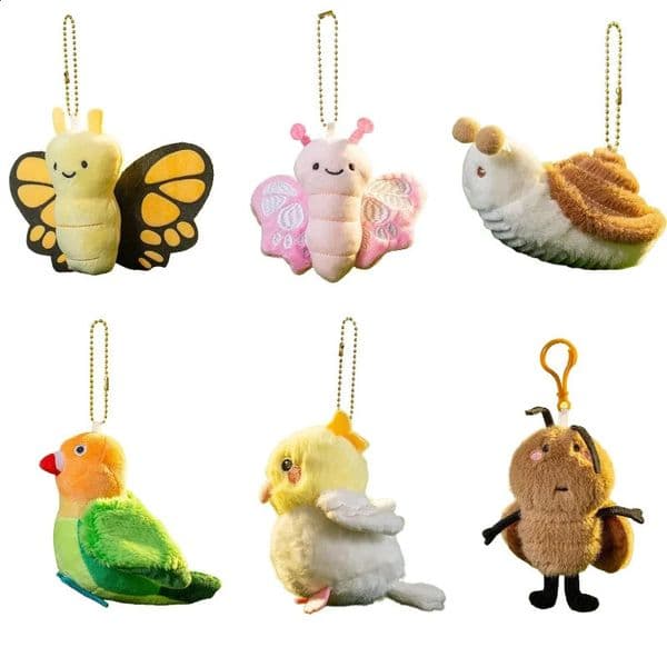 Creative Plush Animal Insect Pendant Cartoon Fresh Keychain Key Pendant Toy INS Style Bagpack Decor Car Pendant Kid Gift 250828BJ