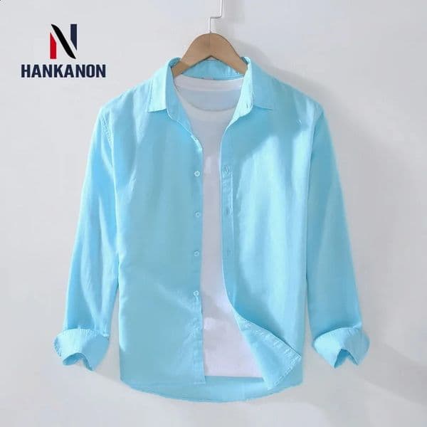 Camping Spring Summer Linen White LongSleeved Shirt Mens Cotton Linen Shirt Business Casual Comfortable Loose Blouson 250827BJ