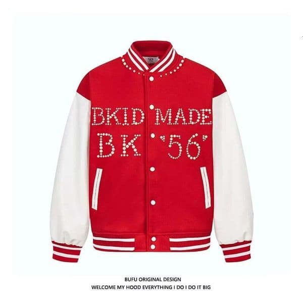 Pearl Beading Varsity Jacket Women Baseball Bomber Jacket Women Streetwear Spring Autumn Outerwears Hip Pop Chic Women Clothing