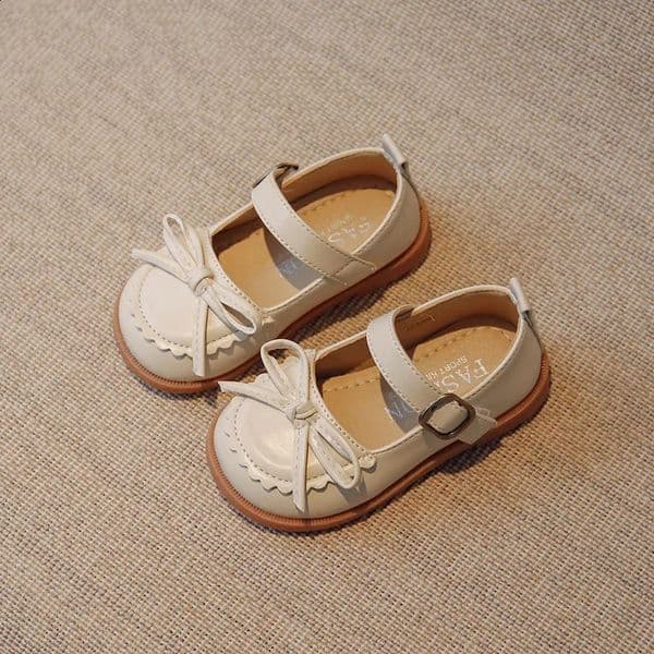 Little Girls Shoes Spring Autumn Kids Soft PU Leather Shoes For Girl School Mary Jane Cute Sweet Flats Shoes Brown Beige Black250828BJ