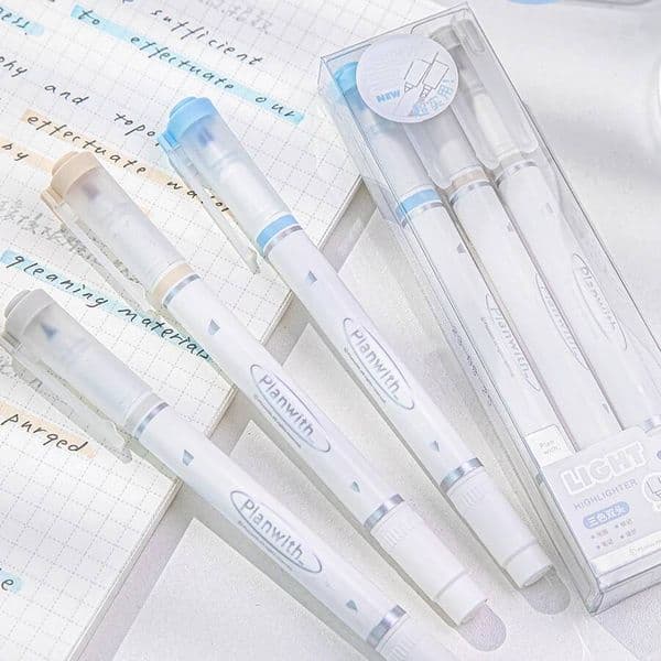 3pcs Double Ended Highlighter Pens Set Juicy & Light Color Marker for Reading Drawing Art Painting School A7564