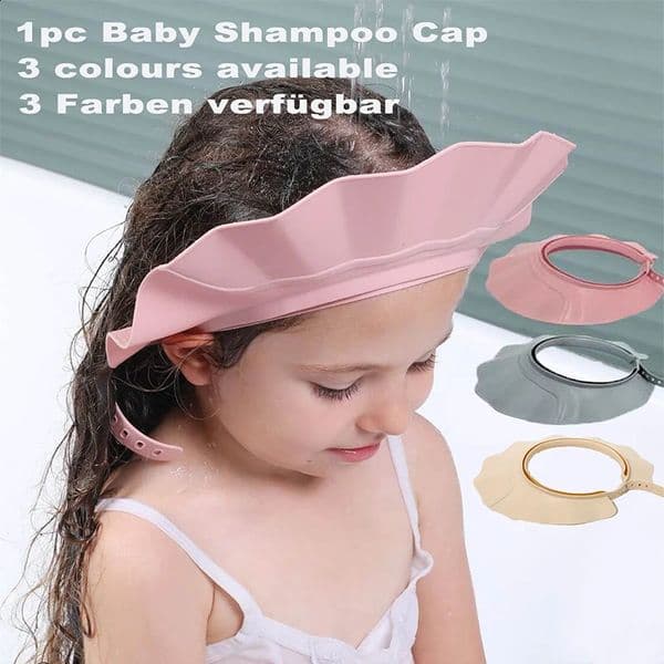 1pc Baby Adjustable Shower Cap Ear Protection Safe Shampoo Bathing Soft Hat Tpe Material Reusable MultiFunctional Sun Hat 250829BJ
