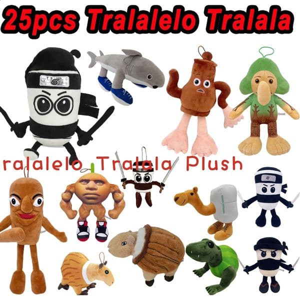 42style Tralalelo Tralala Plush Tungtungtung Italian Brainrot Al Tralalero Tralala Plush Doll Stuffed Soft Pillow Custom Toys 250828BJ