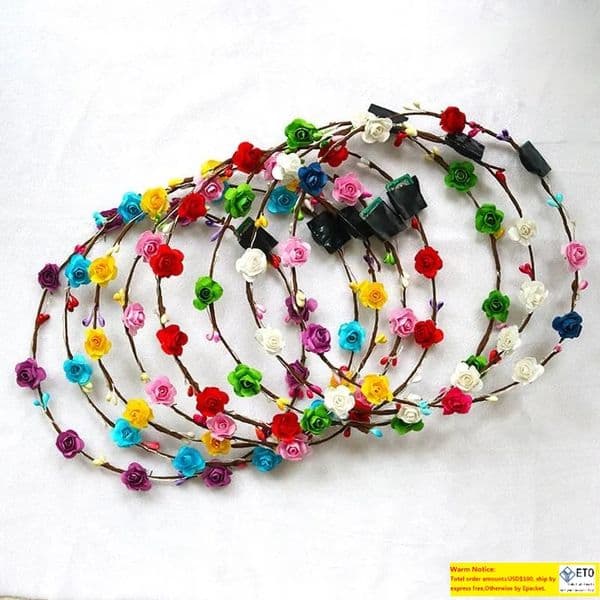 Flashing LED Hairbands Strings Glow Flower Crown Headbands Light Party Rave Floral Hair Garland Luminous Decorative Wreath LL