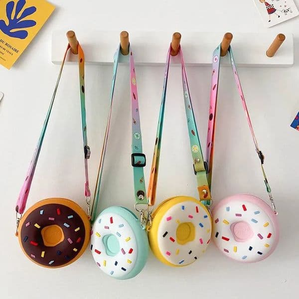 Cute Donut Crossbody Bags Silicone Mini Snack s Travel Messenger Bags Zipper Single Shoulder Bags for ren 250828BJ