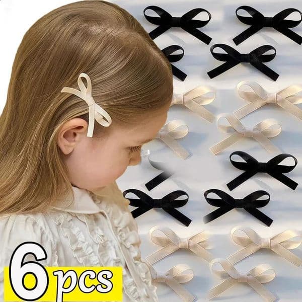 26pcs Girls Sweet Bowknot Hair Clips Baby White Black Lovely Hairpins Ribbon Bow Headwear Cute Grab Barrettes 250828