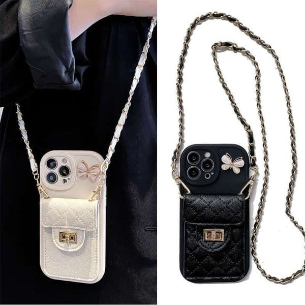 2026 New New Chanel Style Outdoor Butterfly Card Holder outdoor Compatible With Iphone 15 Apple 14/16 Pro Phone Case 12 Crossbody 11 Lanyard X/Xr Free Shipping